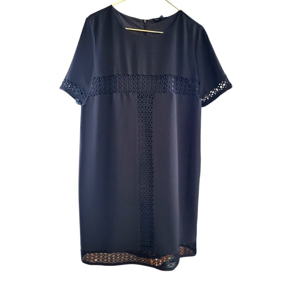 Felicity & Coco Women's Black Short Sleeve Dress with Circle Eyelet Design XL